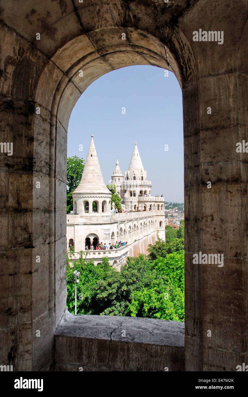 Bastione del Pescatore sulla collina Gellert Budapest, Ungheria Foto Stock