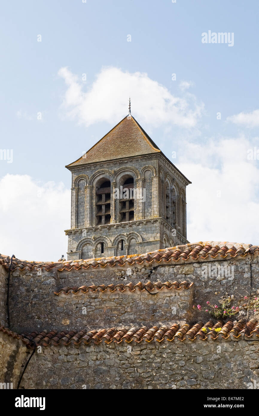 Torre Campanaria a Chauvigny Castello. Foto Stock