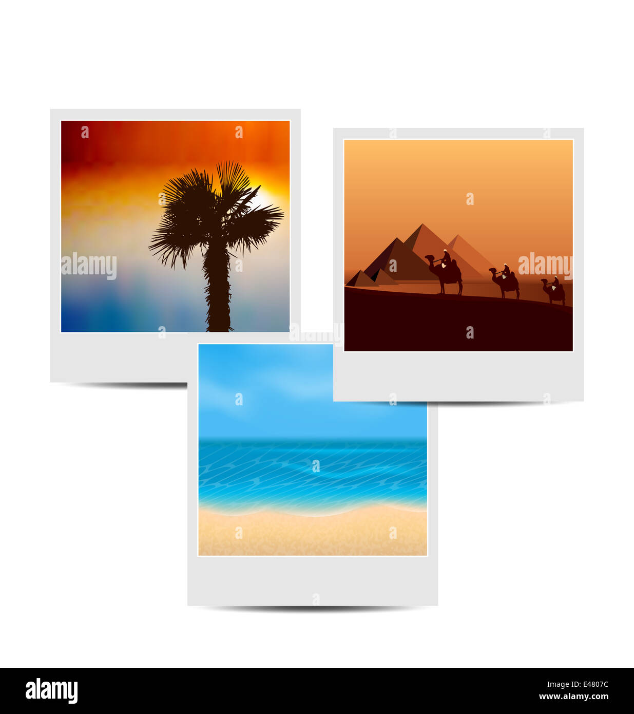 Illustrazione photoframes con estate sfondo - vettore Foto Stock