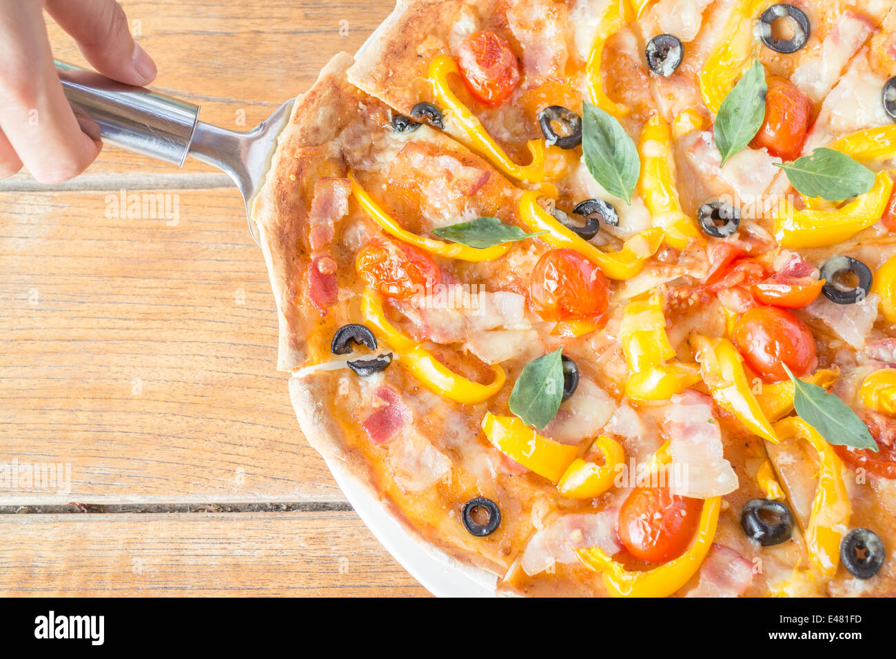 Servire pezzo di pizze, stock photo Foto Stock