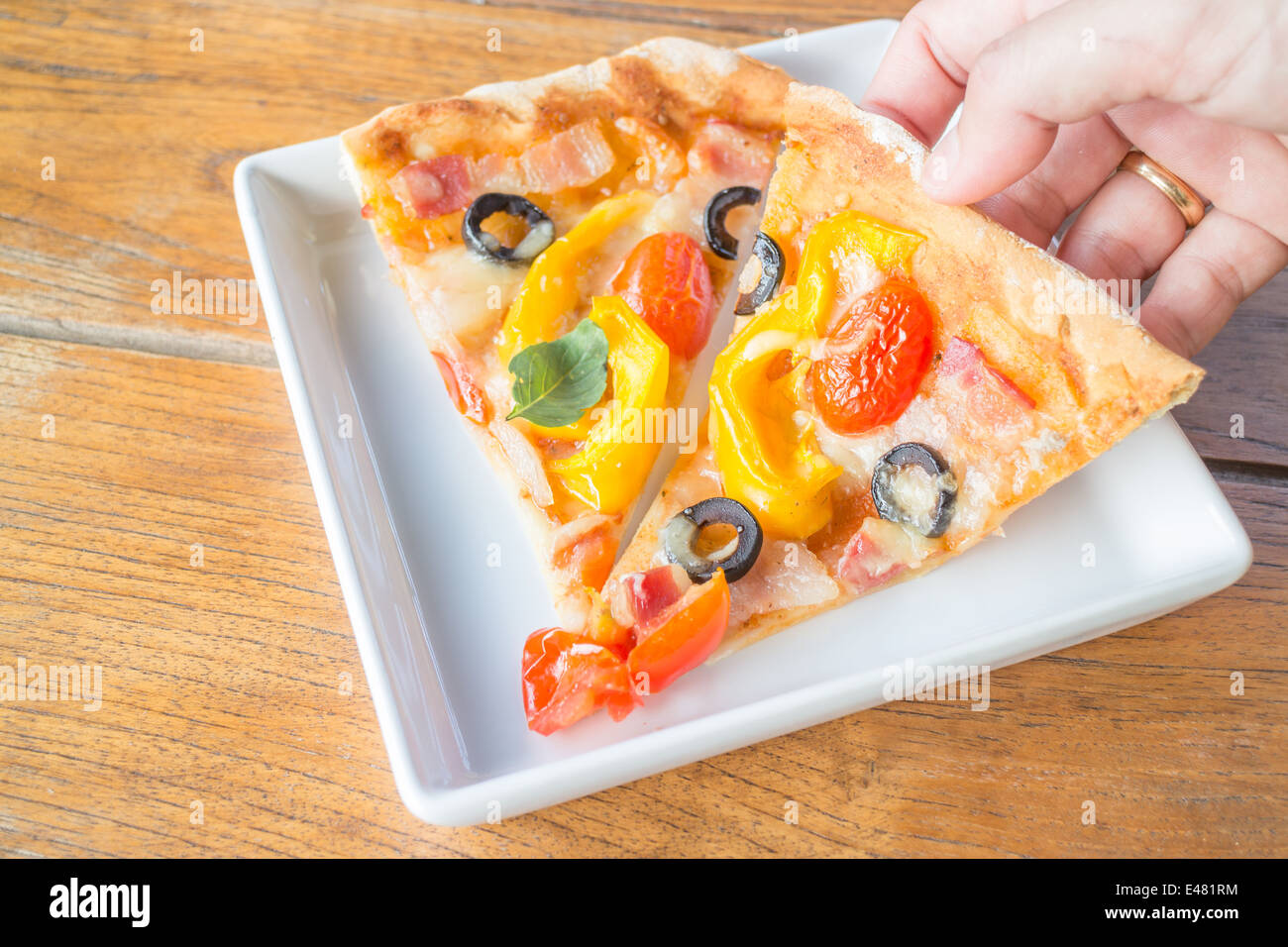 Facile pasto con pizze, stock photo Foto Stock