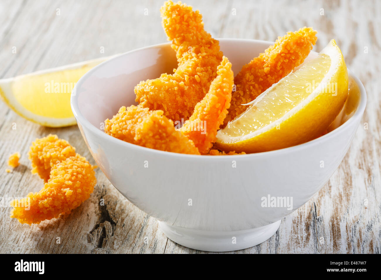 Gamberi fritti nel pangrattato Foto Stock