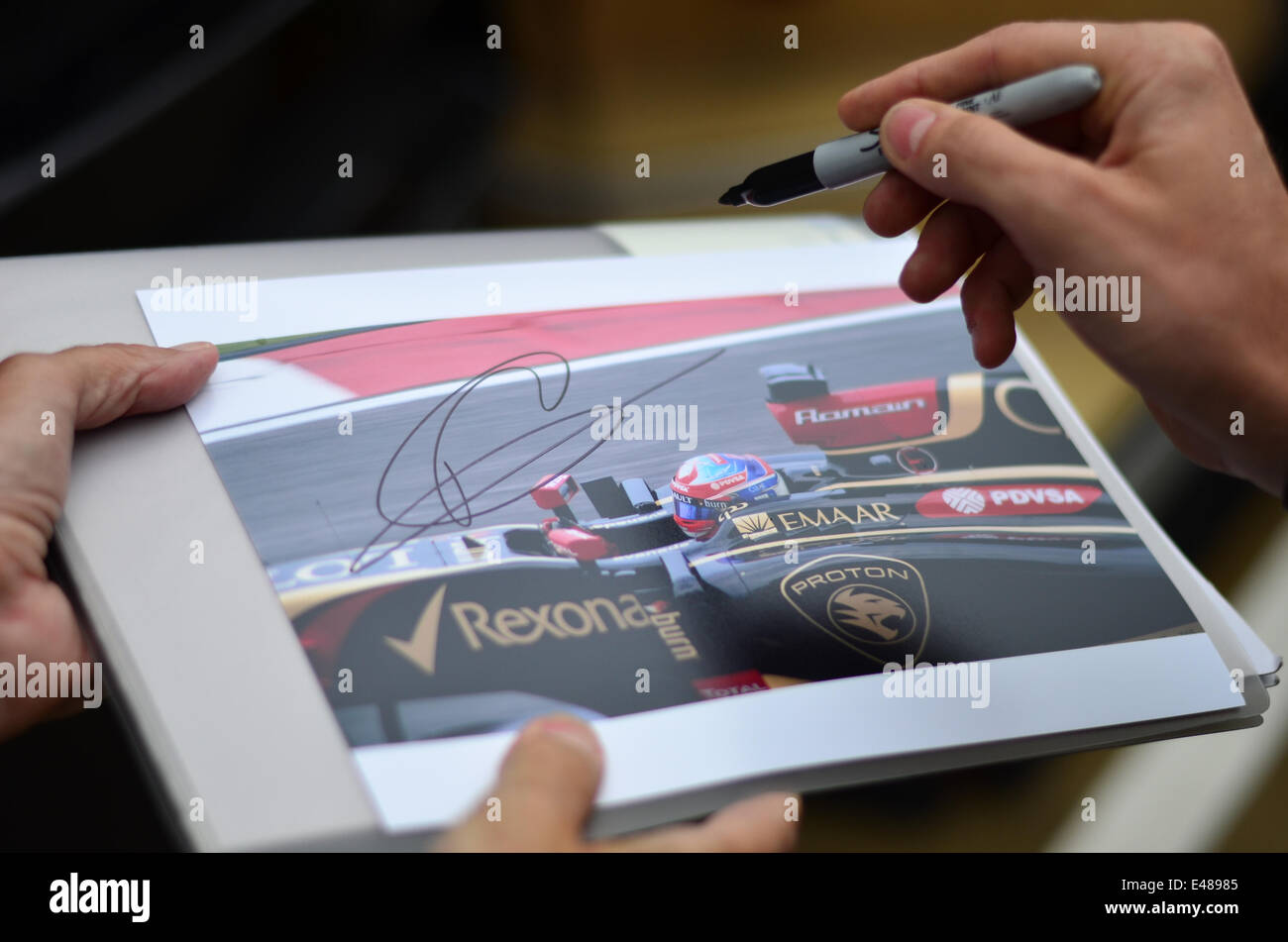 Romain Grosjean (FRA), Team Lotus F1, in azione presso il British Grand Prix F1, Silverstone, UK. Foto Stock