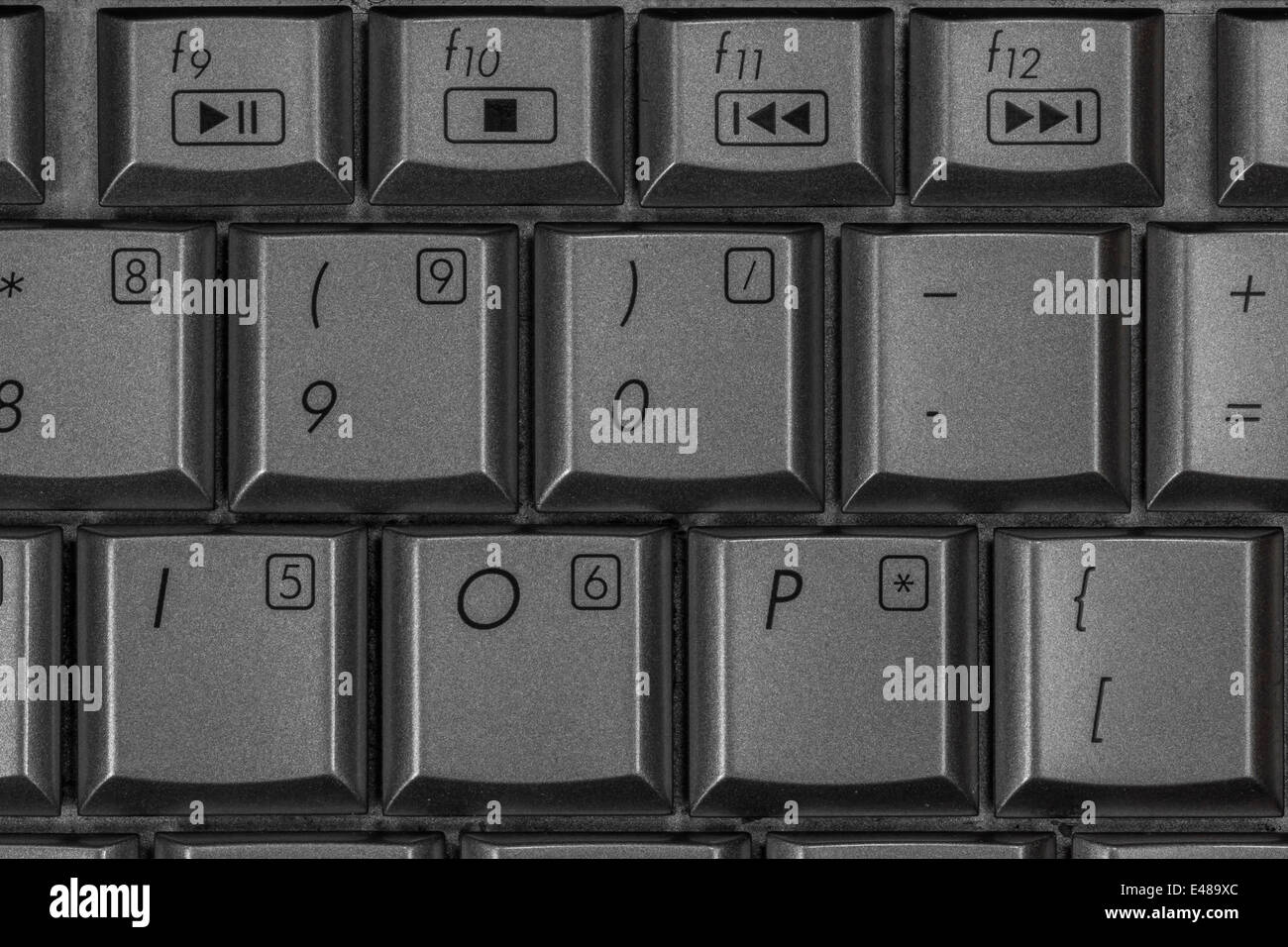 Computer Notebook / Desktop i tasti particolari. Ma di particolare rilevanza il DVD / media player tasti di controllo nella parte superiore dell'immagine. Foto Stock