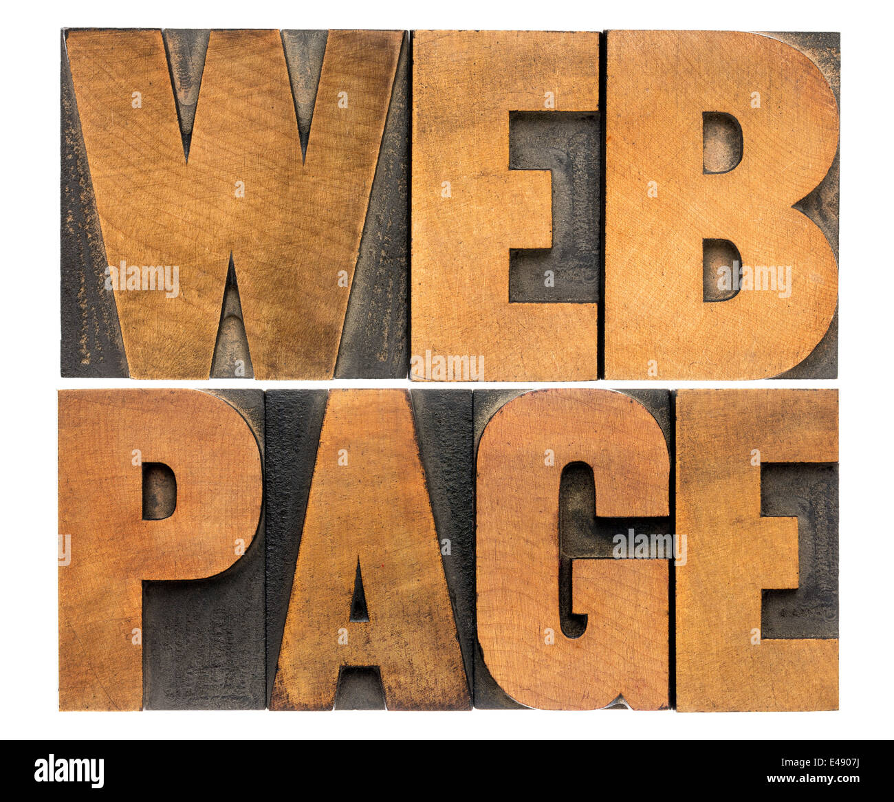 Concetto di internet - pagina web - testo isolato in rilievografia vintage tipo legno Foto Stock