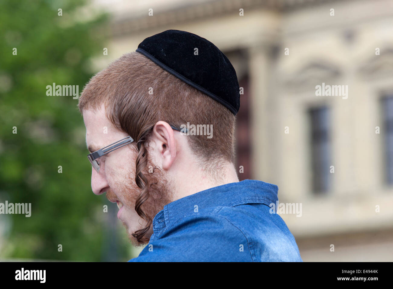 Gli ebrei ortodossi a Praga Repubblica Ceca Foto Stock
