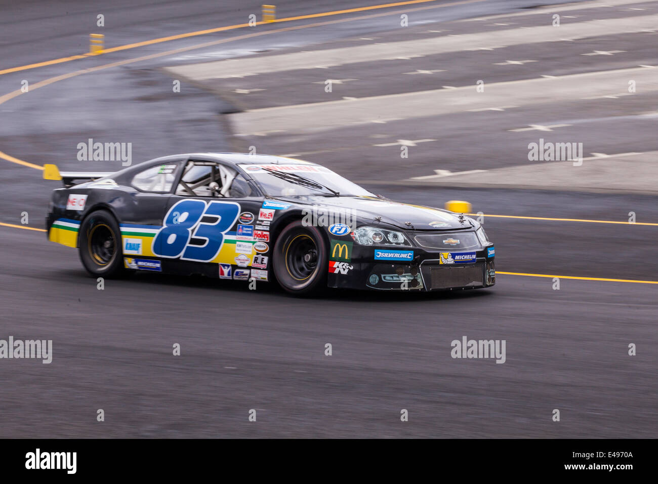 Tours, Francia. 06 Luglio, 2014. Nascar Whelen Euro Series racing al Tours Speedway, Tours, Francia. Credito: Julian Elliott/Alamy Live News Foto Stock