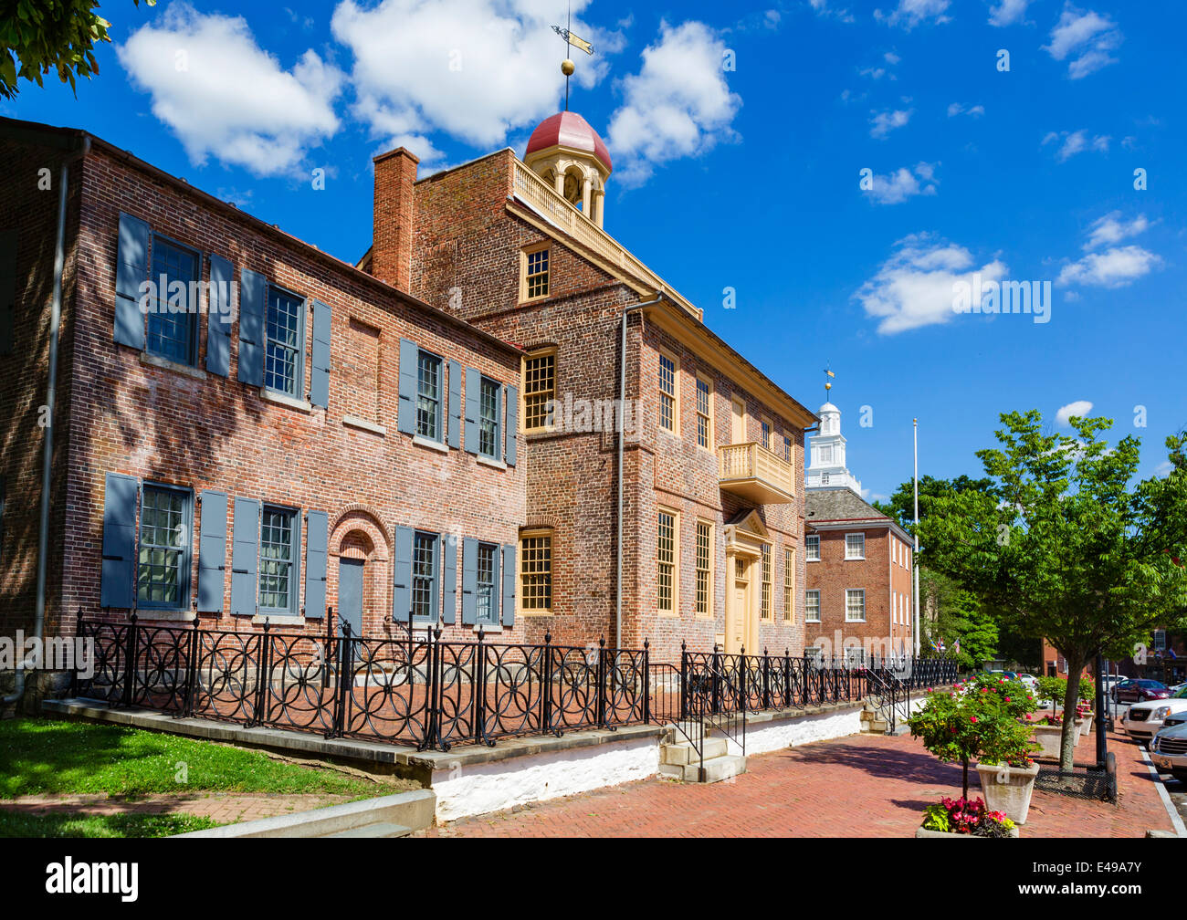 Il vecchio castello nuovo Casa Corte su Delaware Street nel quartiere storico, New Castle, Delaware, STATI UNITI D'AMERICA Foto Stock