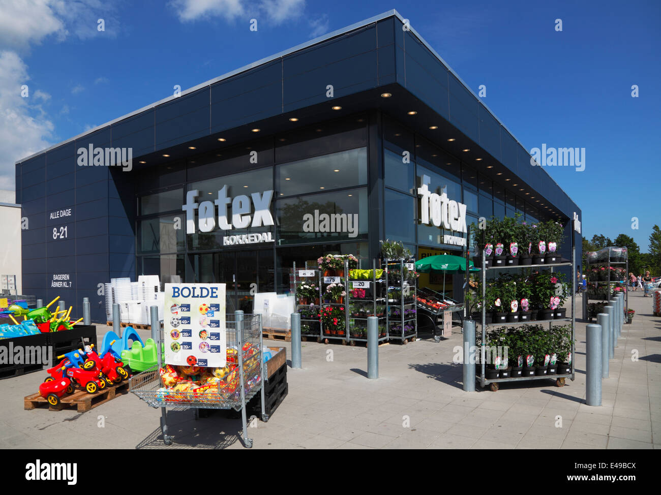 Un vale a dire la Føtex / Foetex supermercato in Kokkedal, Danimarca Foto Stock