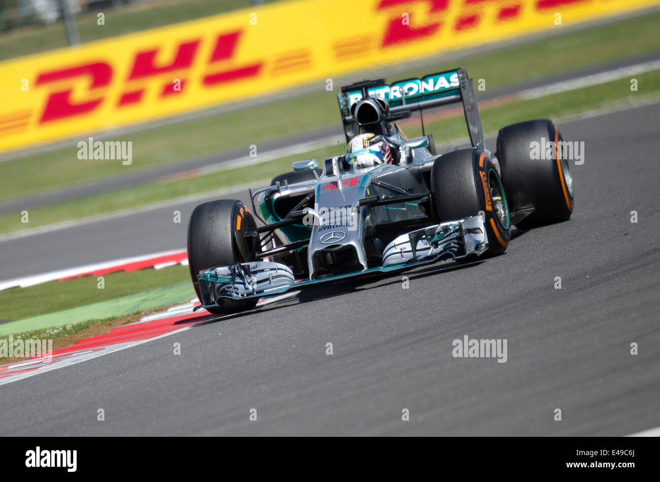 Silverstone, UK. 06 Luglio, 2014. Lewis Hamilton (GBR), Mercedes team di F1, in azione presso il British Grand Prix F1, Silverstone, UK. Credito: Kevin Bennett/Alamy Live News Foto Stock