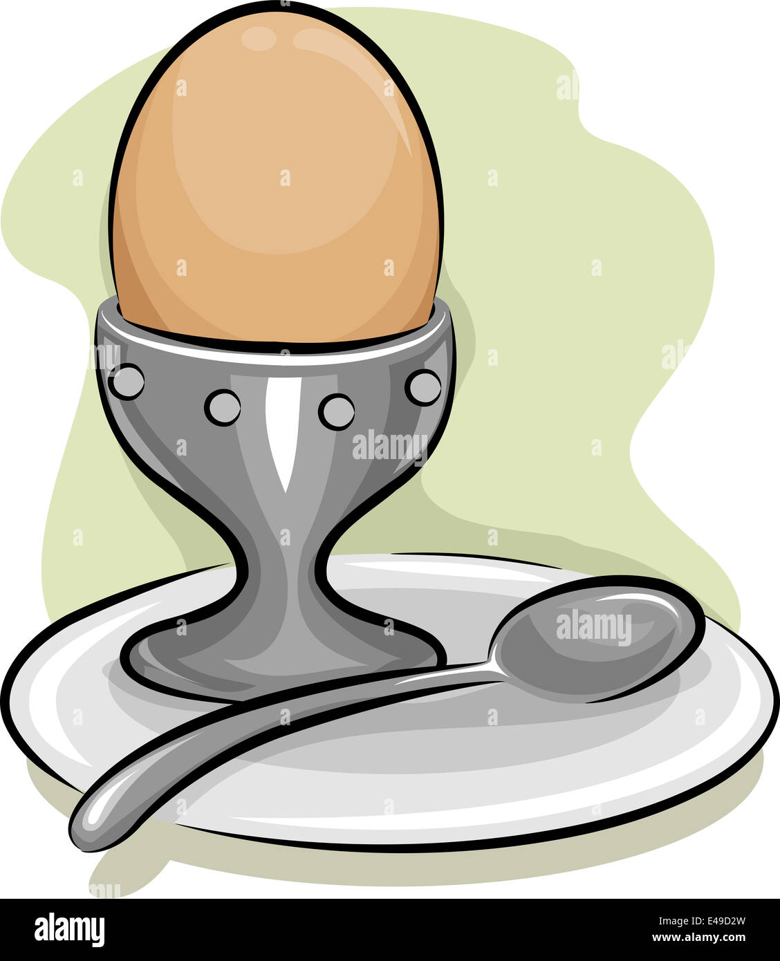 Illustrazione di un metallo cestello porta uovo in appoggio su una piastra Foto Stock