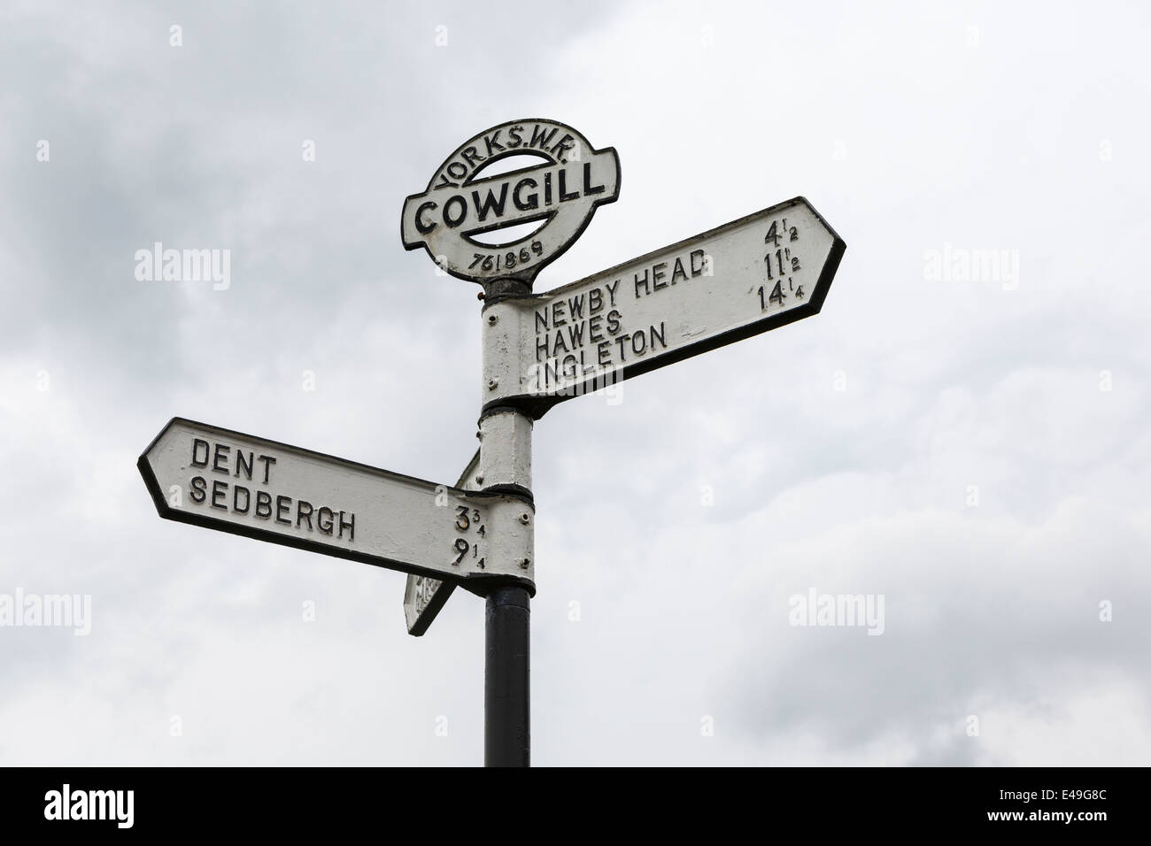 Il vecchio stile signpost, Yorkshire Foto Stock