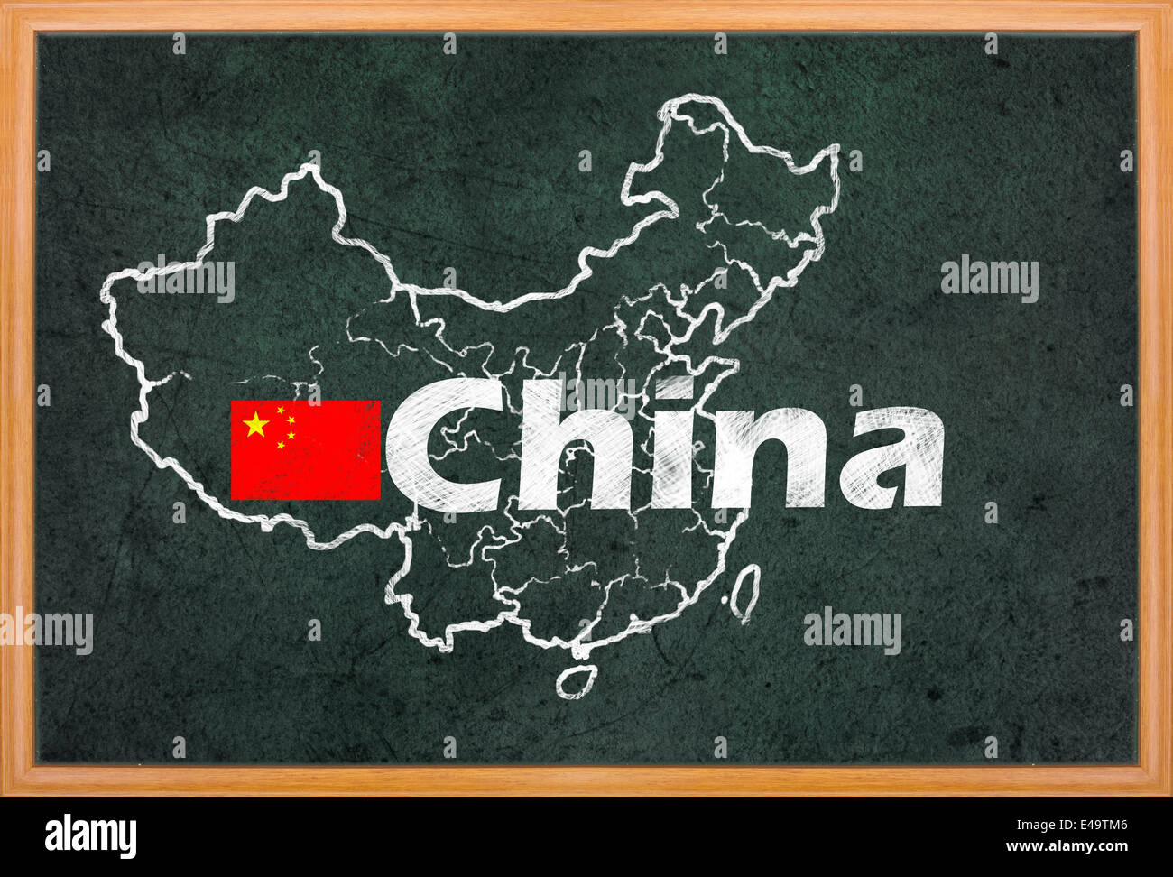 Mappa Francia e bandiera disegnare sulla lavagna Foto Stock