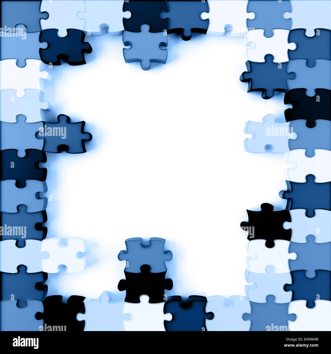 Pezzi di un puzzle con colori blu Foto Stock