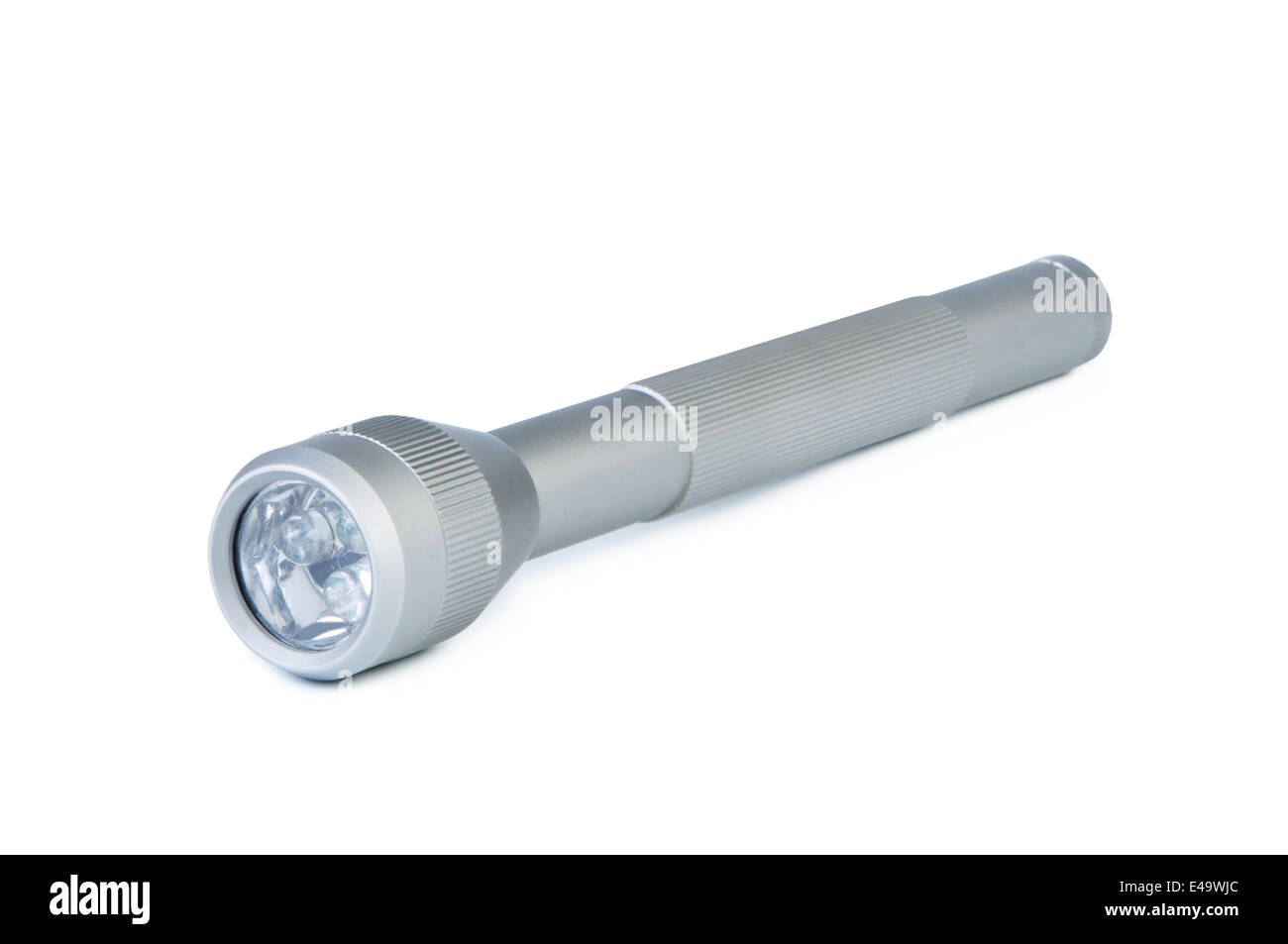 Torcia tascabile su sfondo bianco. Foto Stock