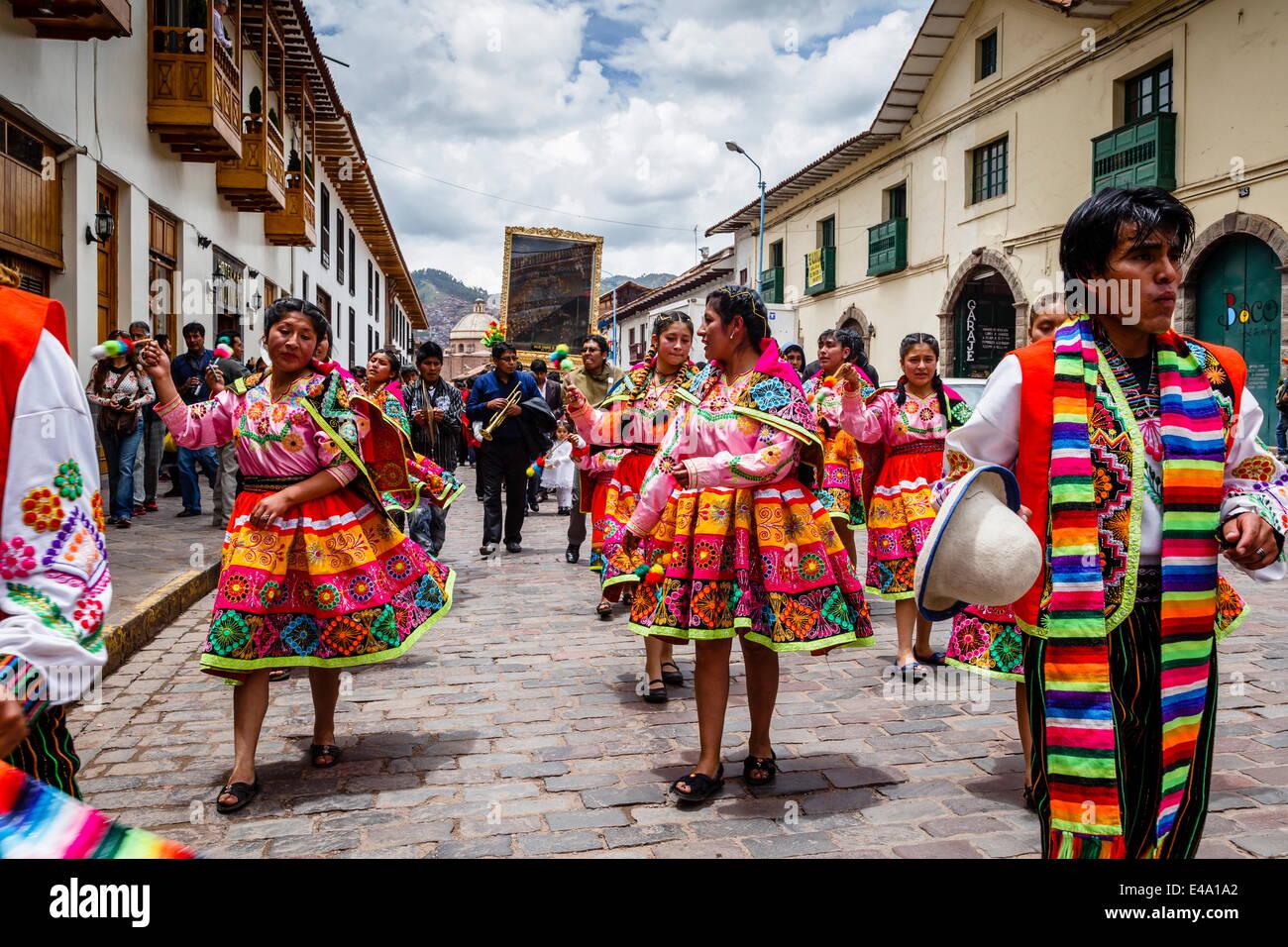 La processione religiosa, Cuzco, Perù, Sud America Foto Stock