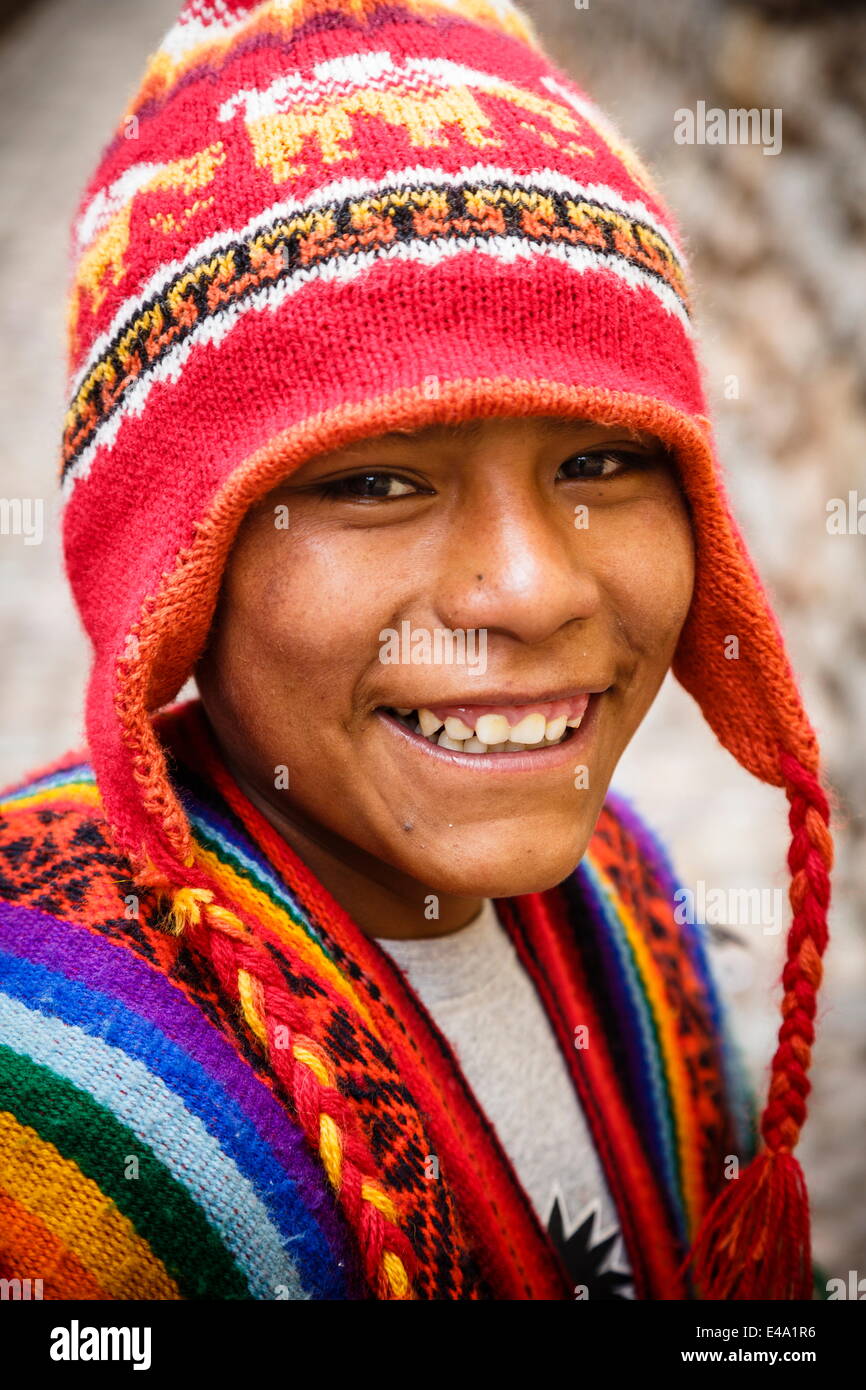 Il quechua boy, Cuzco, Perù, Sud America Foto Stock
