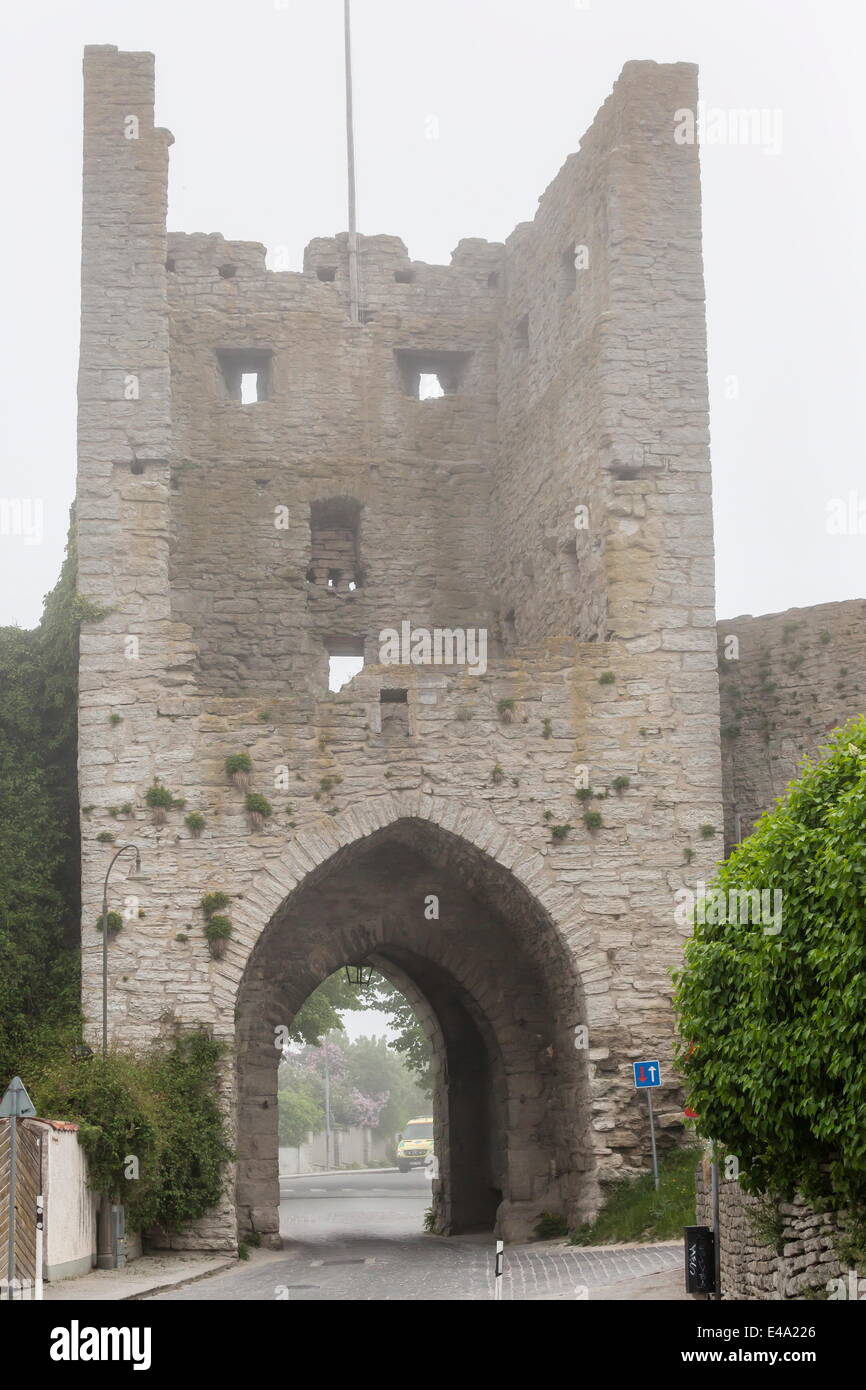 Consente di visualizzare l'originale muro attorno alla città di Visby, Sito Patrimonio Mondiale dell'UNESCO, l'isola di Gotland, Svezia, Scandinavia, Europa Foto Stock