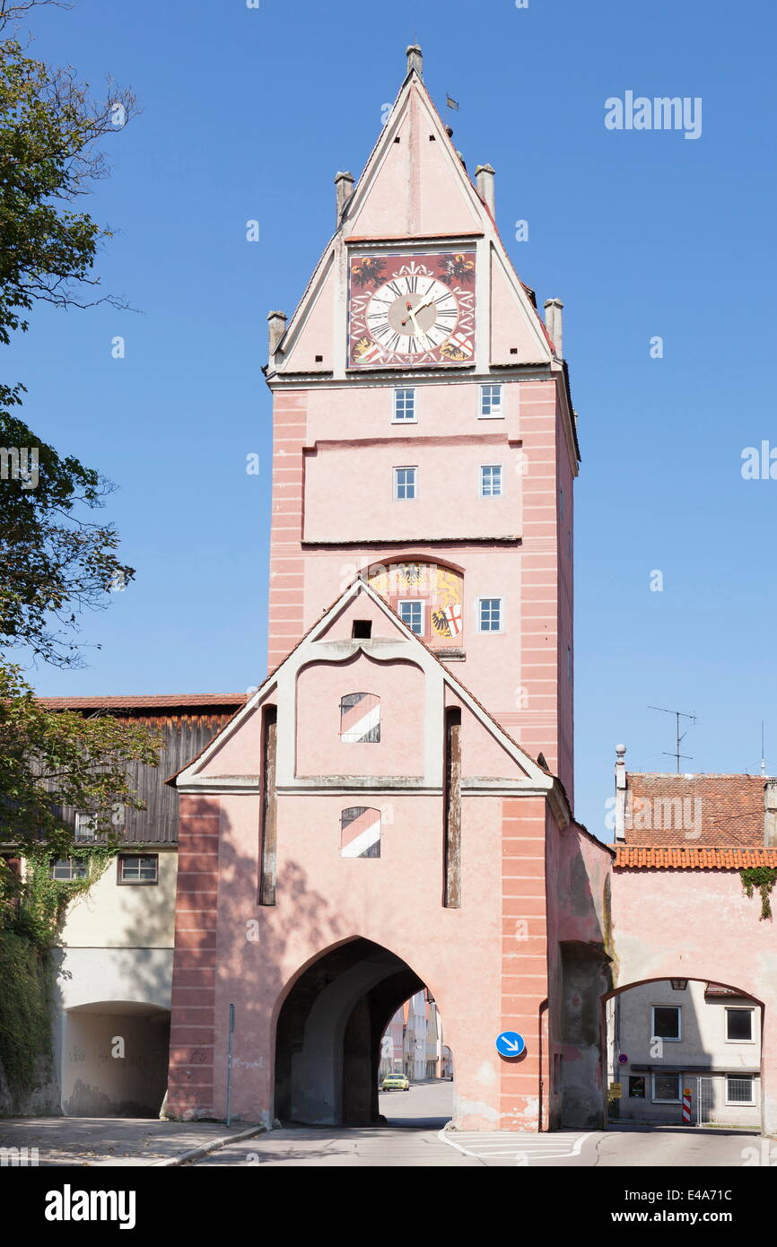 Kempter Tor Gate, Memmingen, Schwaben, Baviera, Germania, Europa Foto Stock