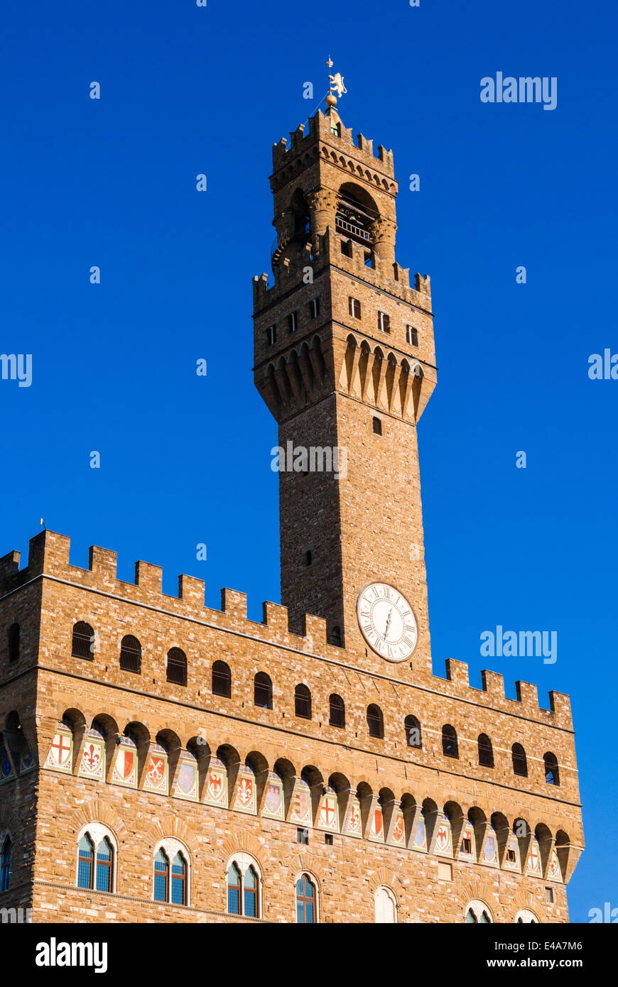 Palazzo Vecchio e Piazza della Signoria di Firenze (Firenze), il Sito Patrimonio Mondiale dell'UNESCO, Toscana, Italia, Europa Foto Stock