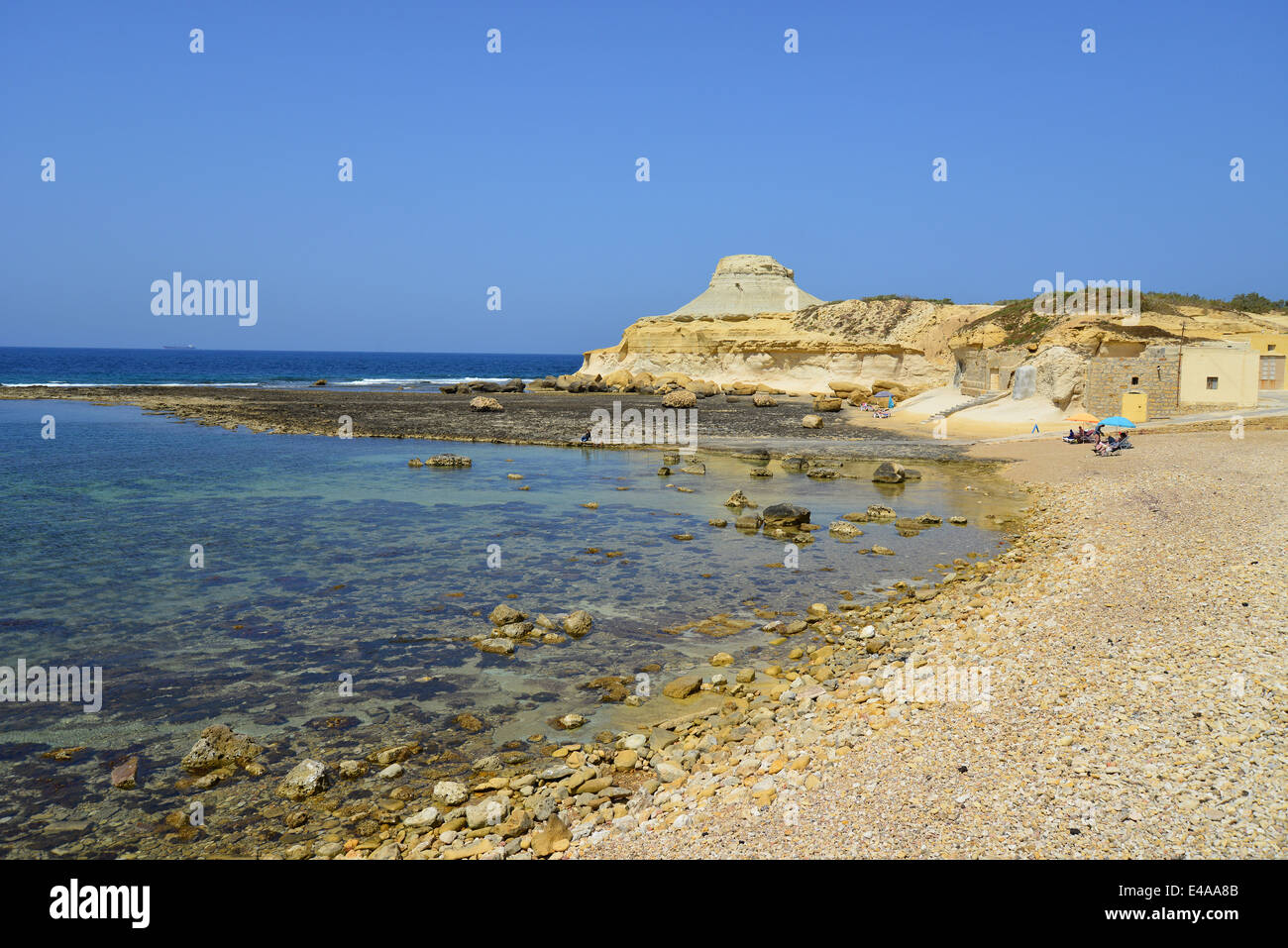 Spiaggia a Xwejni Bay, Żebbuġ, Gozo (Għawdex), Gozo e Comino distretto, Gozo Regione, Repubblica di Malta Foto Stock