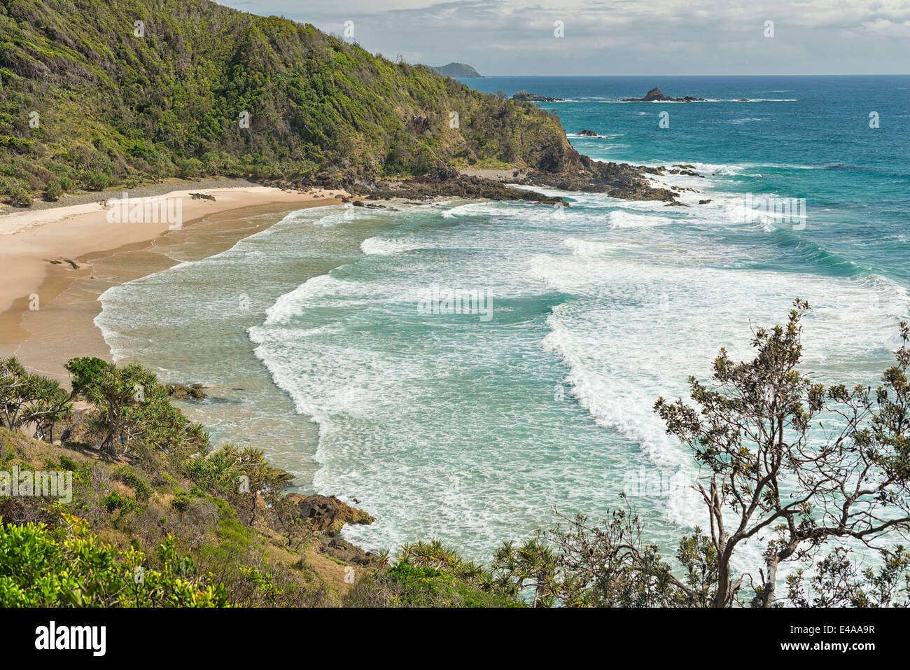 Australia, Nuovo Galles del Sud, Byron Bay, rotte capo riserva naturale, vista sulla baia Foto Stock