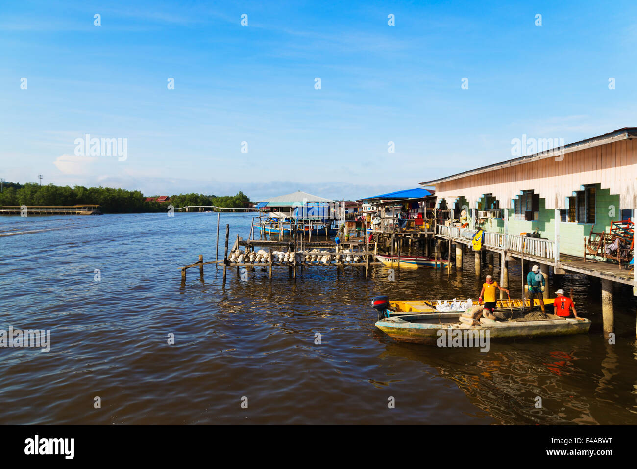 Il Sud Est Asiatico, Regno del Brunei Bandar Seri Begawan, Kampung Ayer acqua village Foto Stock