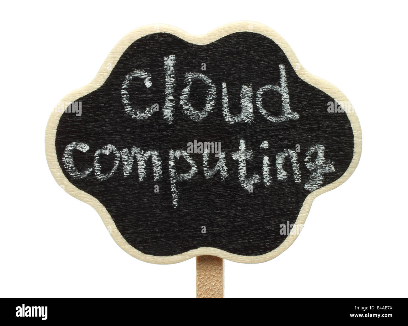 Vuota forma cloud lavagna con il cloud computing parole su sfondo bianco Foto Stock