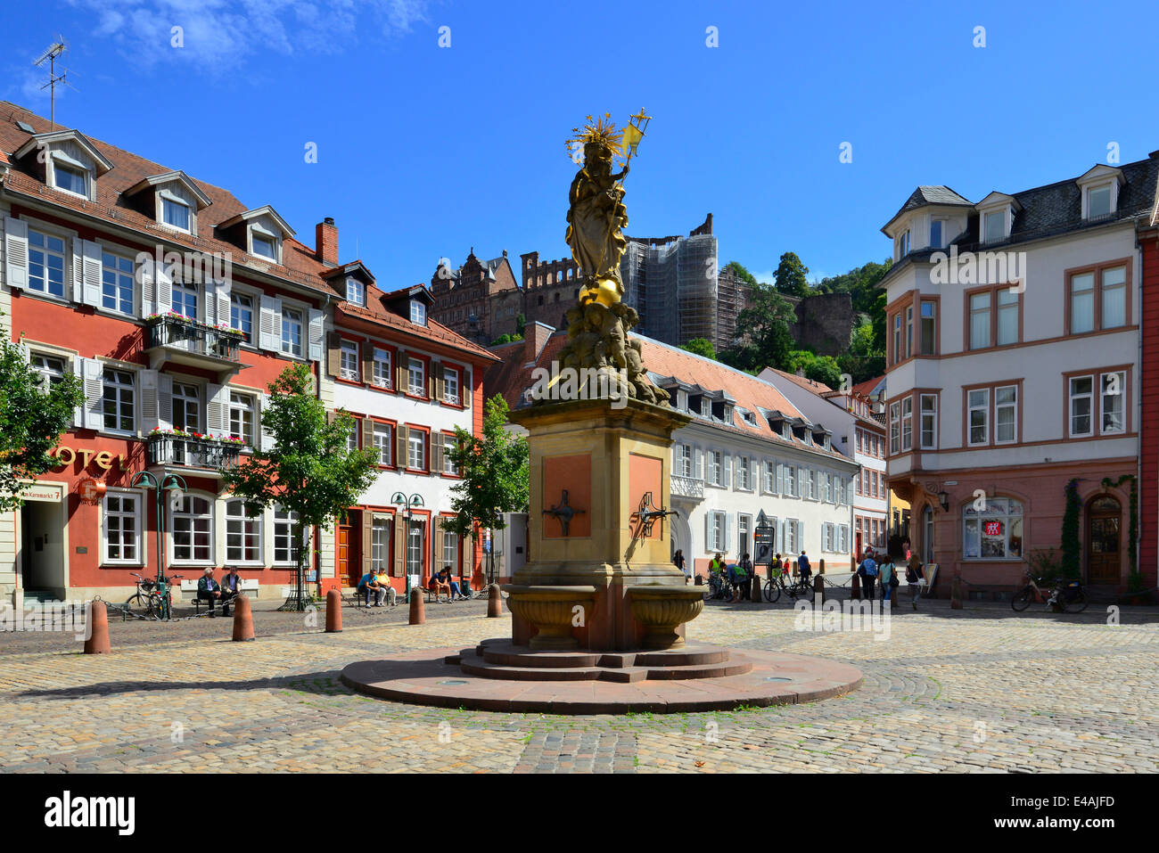 Madre di Dio Fontana Heidelberg Germania de Europa Fiume Neckar Foto Stock
