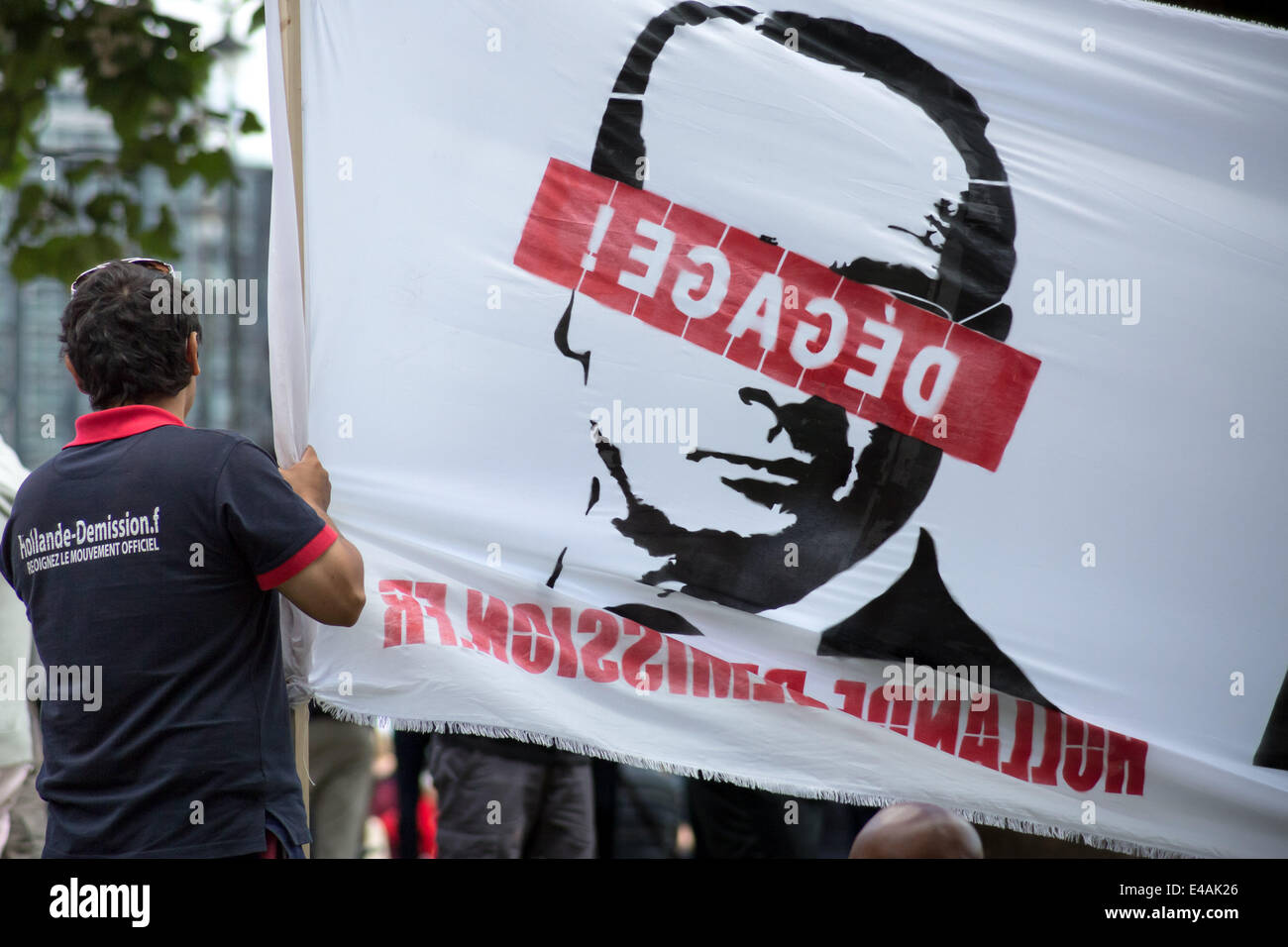 Tour de France Fase tre: Anti-François Hollande protesta a Londra Foto Stock