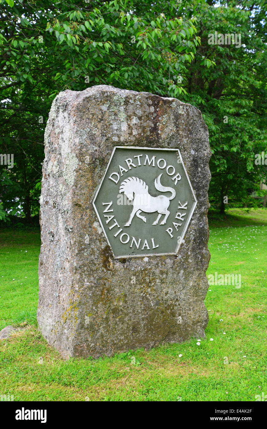 Parco Nazionale di Dartmoor segno, Ashburton, Parco Nazionale di Dartmoor, Devon, Inghilterra, Regno Unito Foto Stock