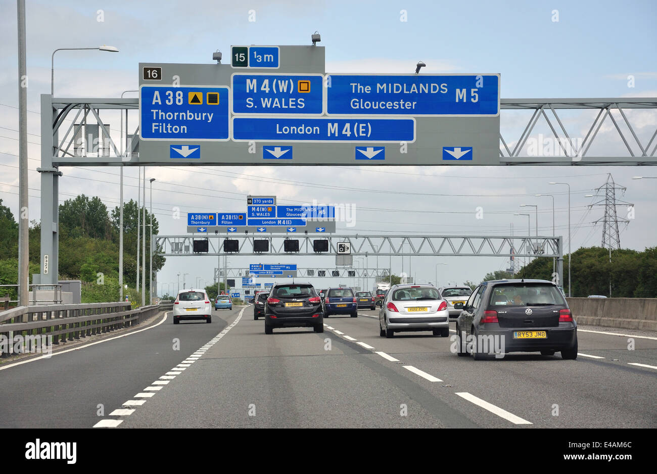 Autostrada M5 allo svincolo 15/16, Gloucestershire, England, Regno Unito Foto Stock