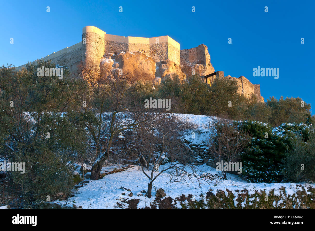La Mota fortezza-mura, alcala la real jaen-provincia, regione dell'Andalusia, Spagna, Europa Foto Stock