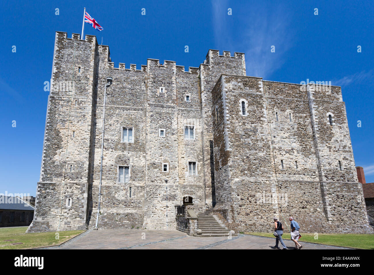 La grande torre del castello di Dover nel Kent Foto Stock