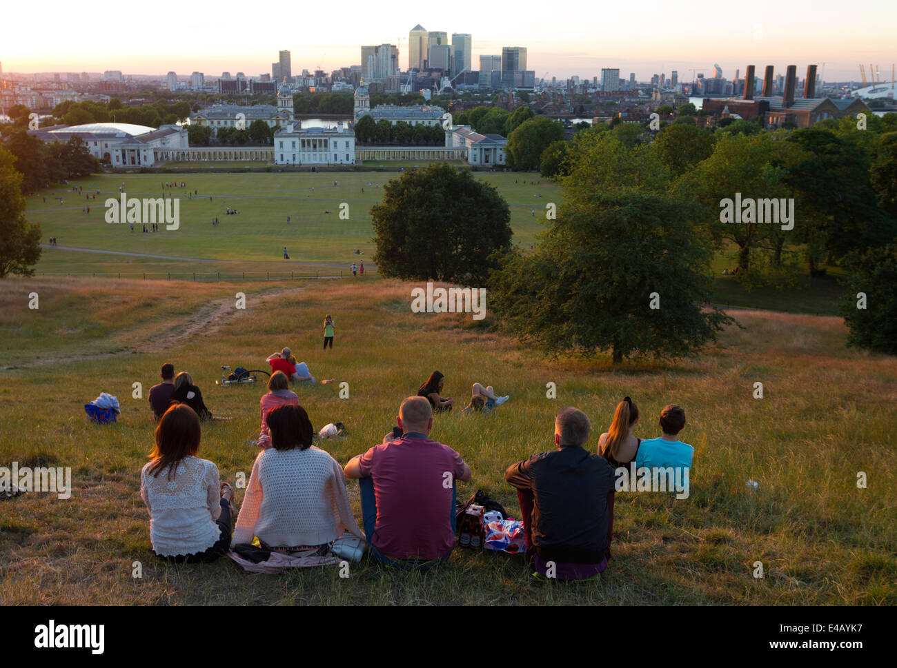 Il parco di Greenwich al crepuscolo - Londra Foto Stock
