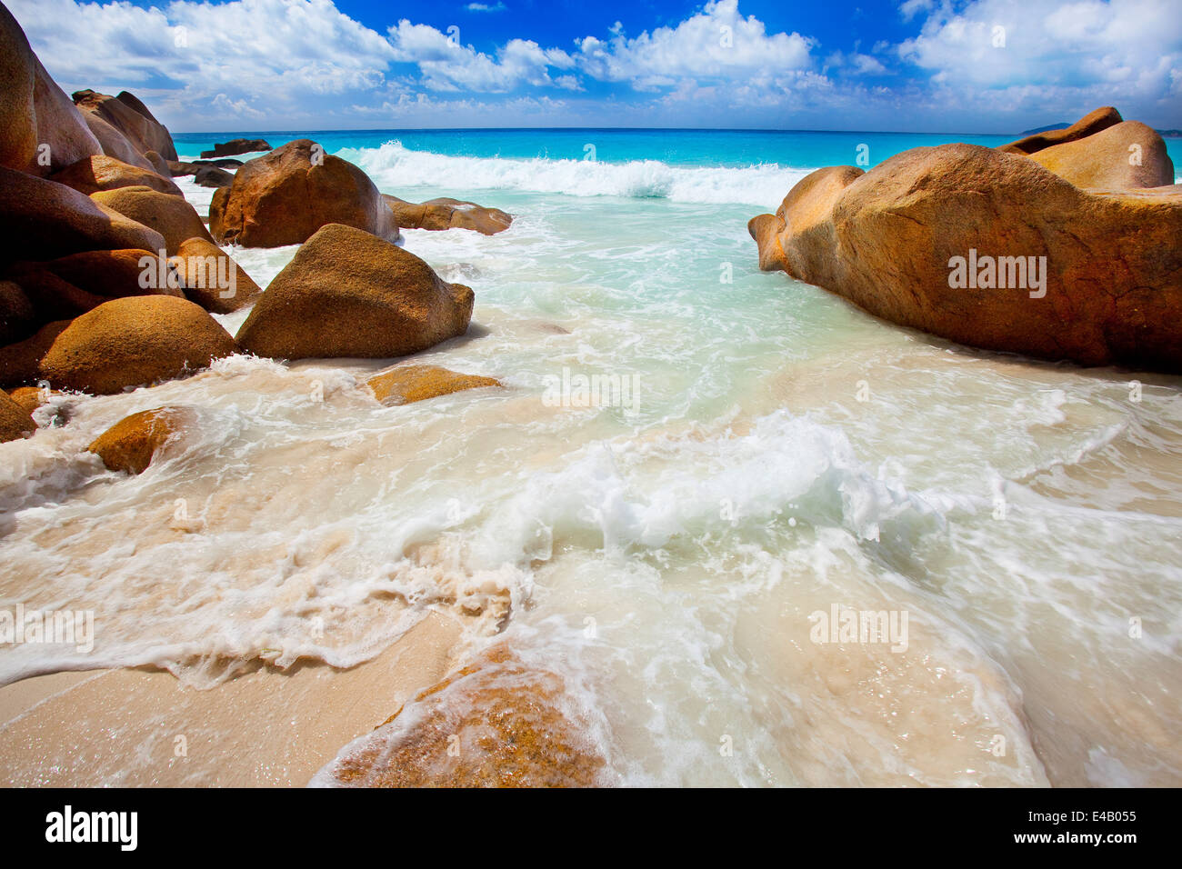 Sogno spiaggia Seychelles Foto Stock