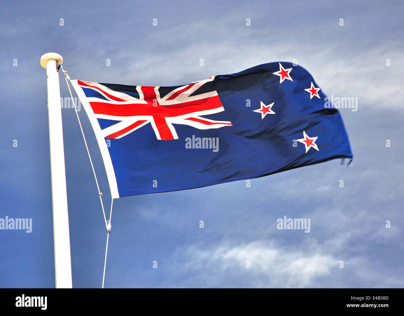 Bandiera della Nuova Zelanda, il museo della Nuova Zelanda Te Papa Tongarewa, cavo Street, Wellington, Regione di Wellington, Nuova Zelanda Foto Stock