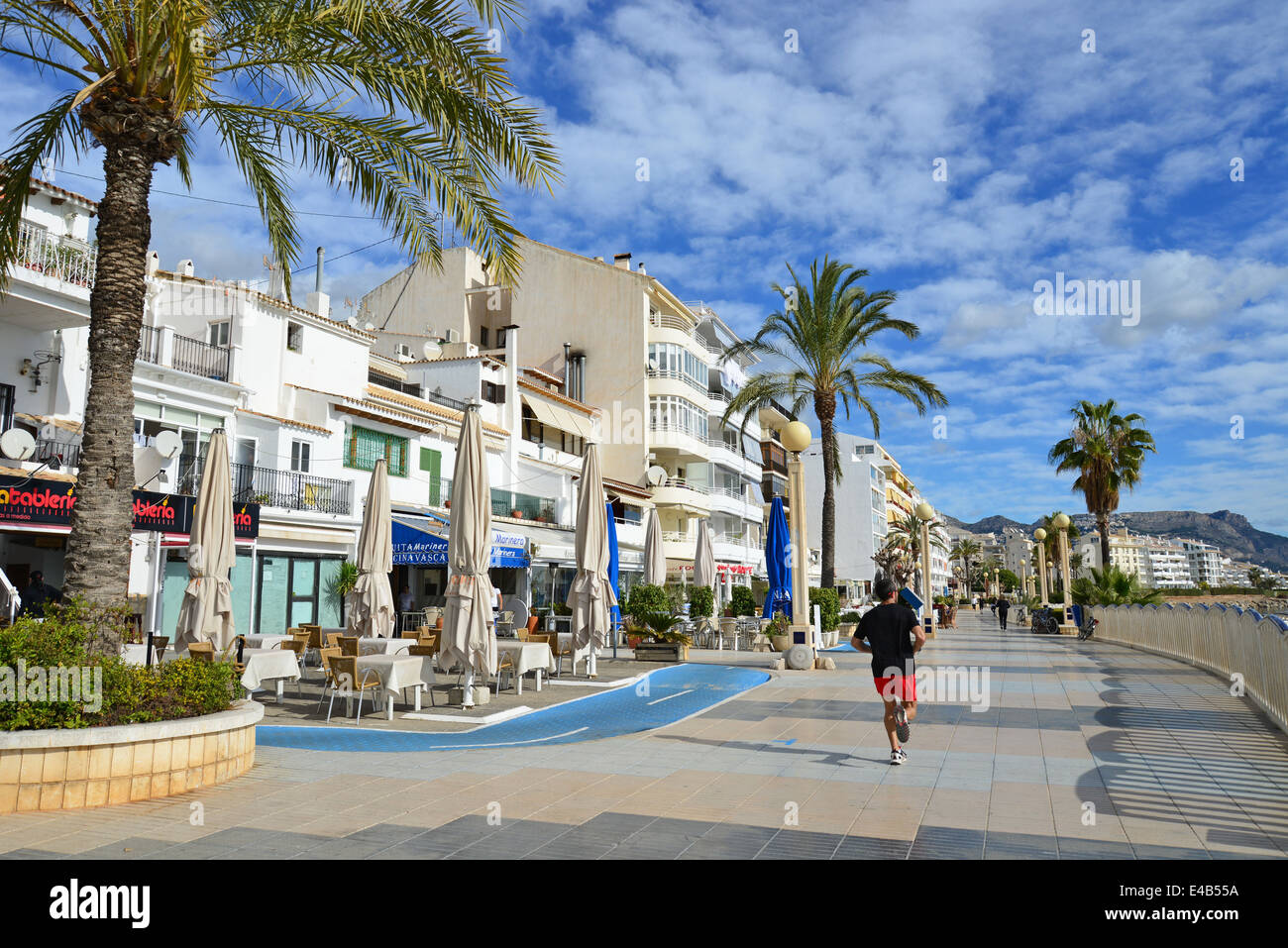 La passeggiata sul lungomare, Altea, Costa Blanca, Alicante provincia, il Regno di Spagna Foto Stock