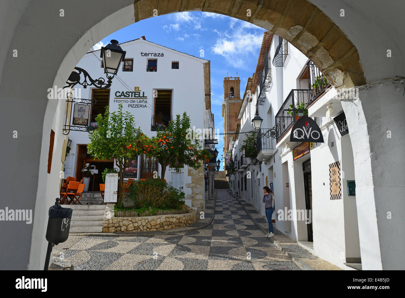 Carrer Major, Altea, Costa Blanca, Alicante provincia, il Regno di Spagna Foto Stock