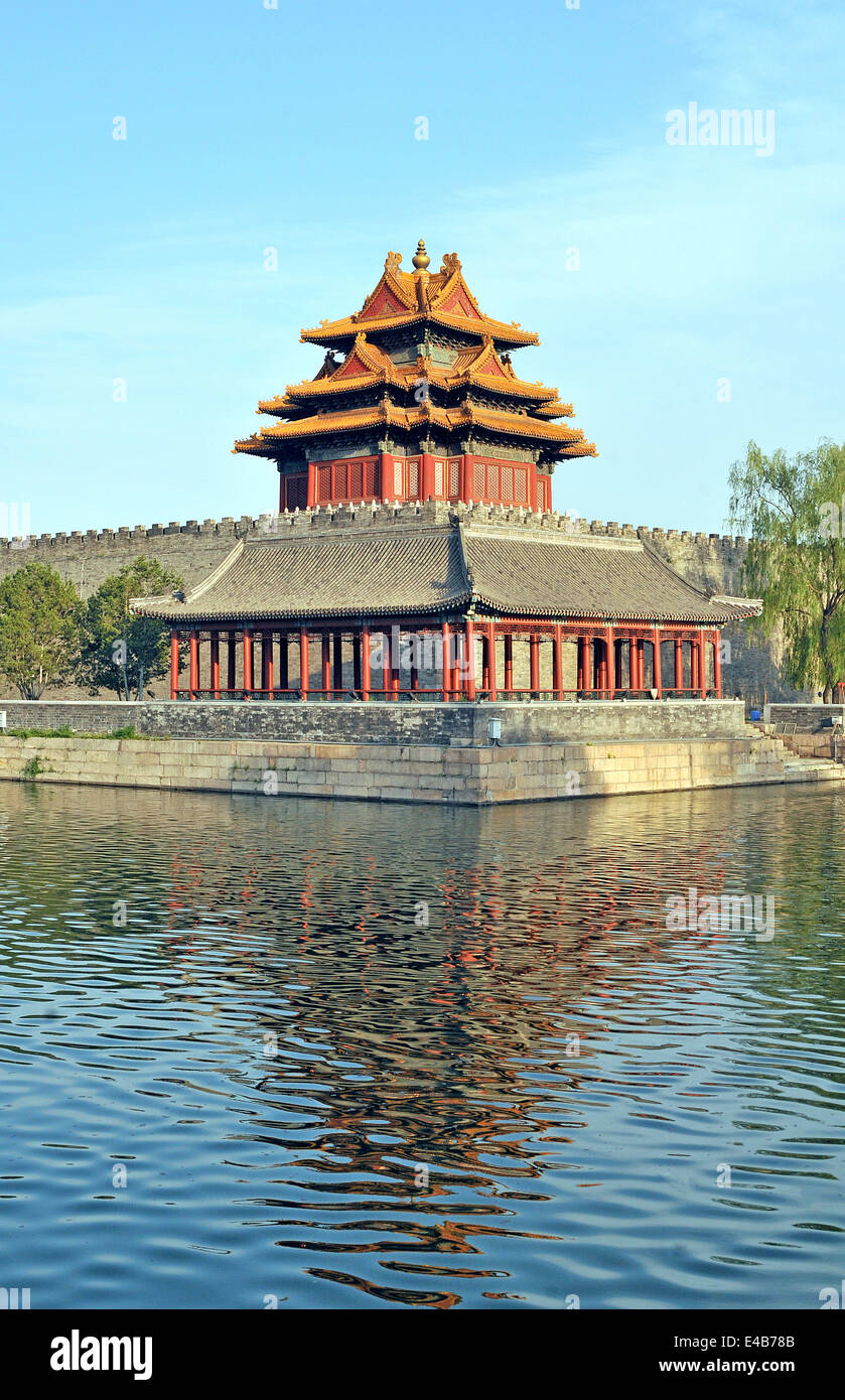 Torre di guardia nella Città Proibita di Pechino Foto Stock