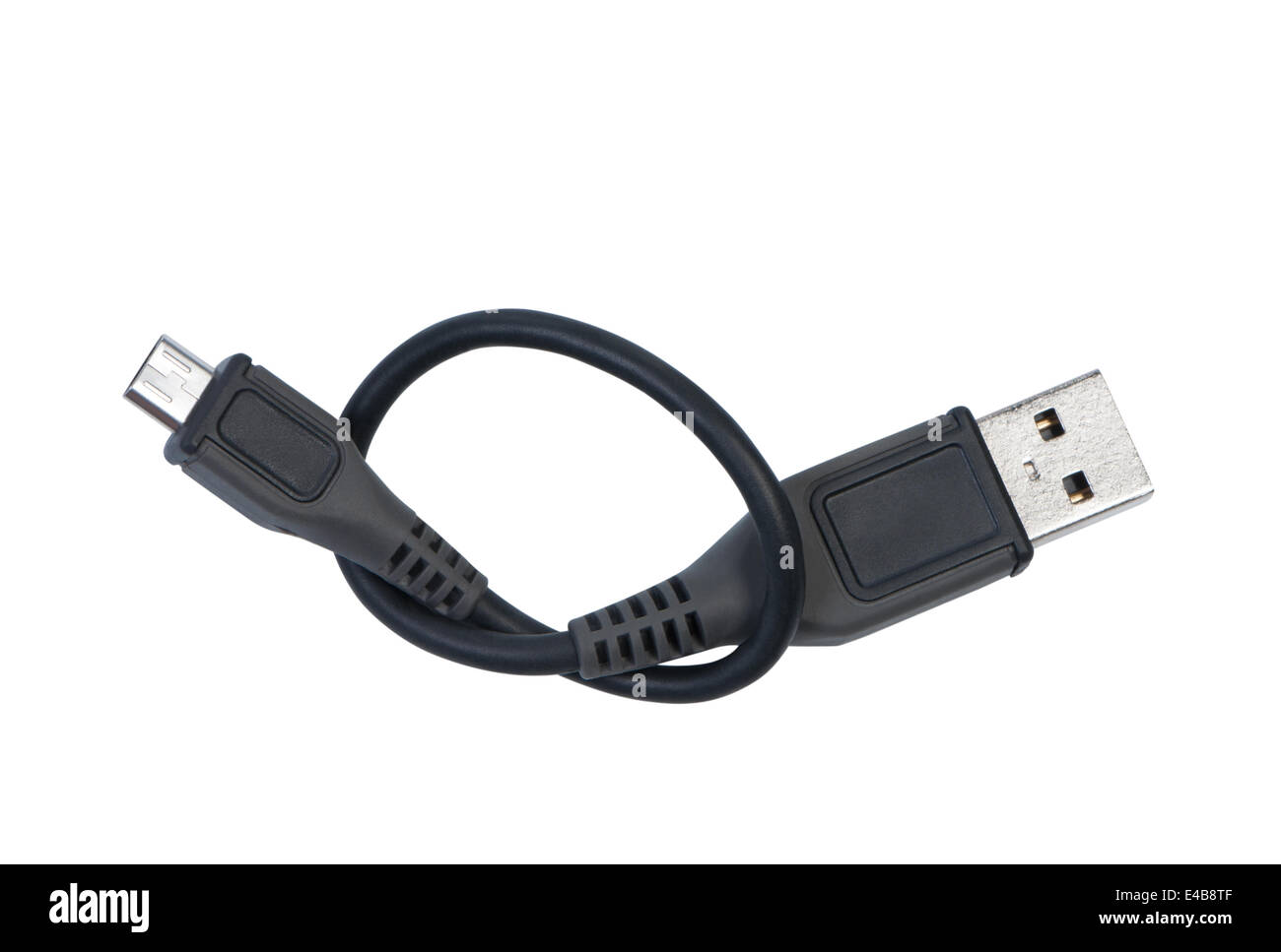 Cavo USB su sfondo bianco. Foto Stock