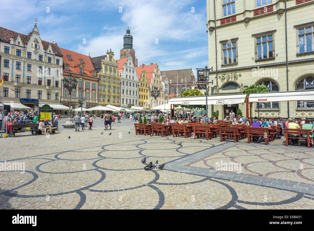 Wroclaw Vecchio Mercato in estate giornata di sole Foto Stock