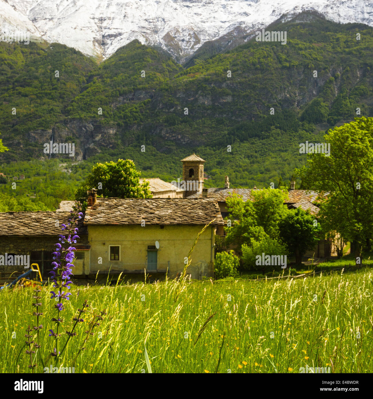 Novalesa in Valle di Susa, Italia. Foto Stock