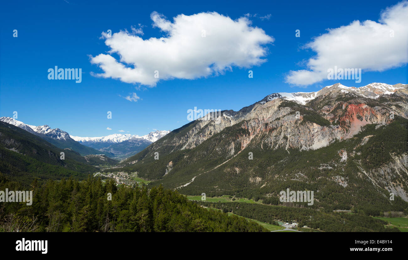 Vista sud da Col de Montgenevre, Francia. Foto Stock