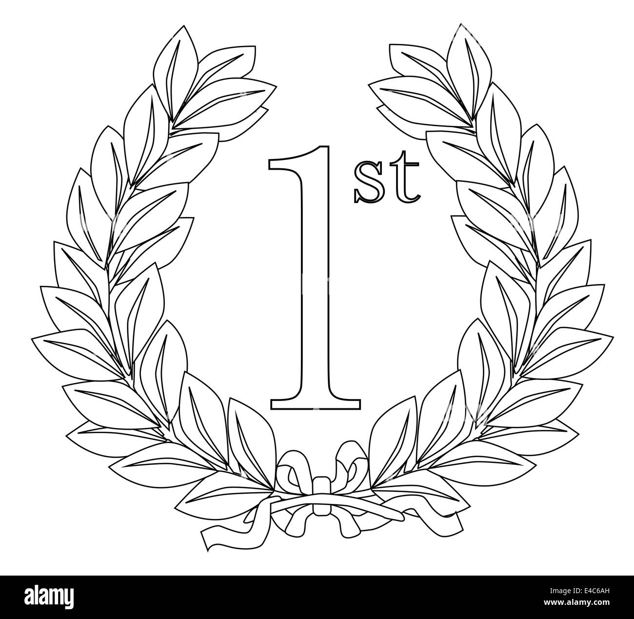 Una corona di fiori con nastro di celebrare un primo premio evento come un compleanno o win Foto Stock