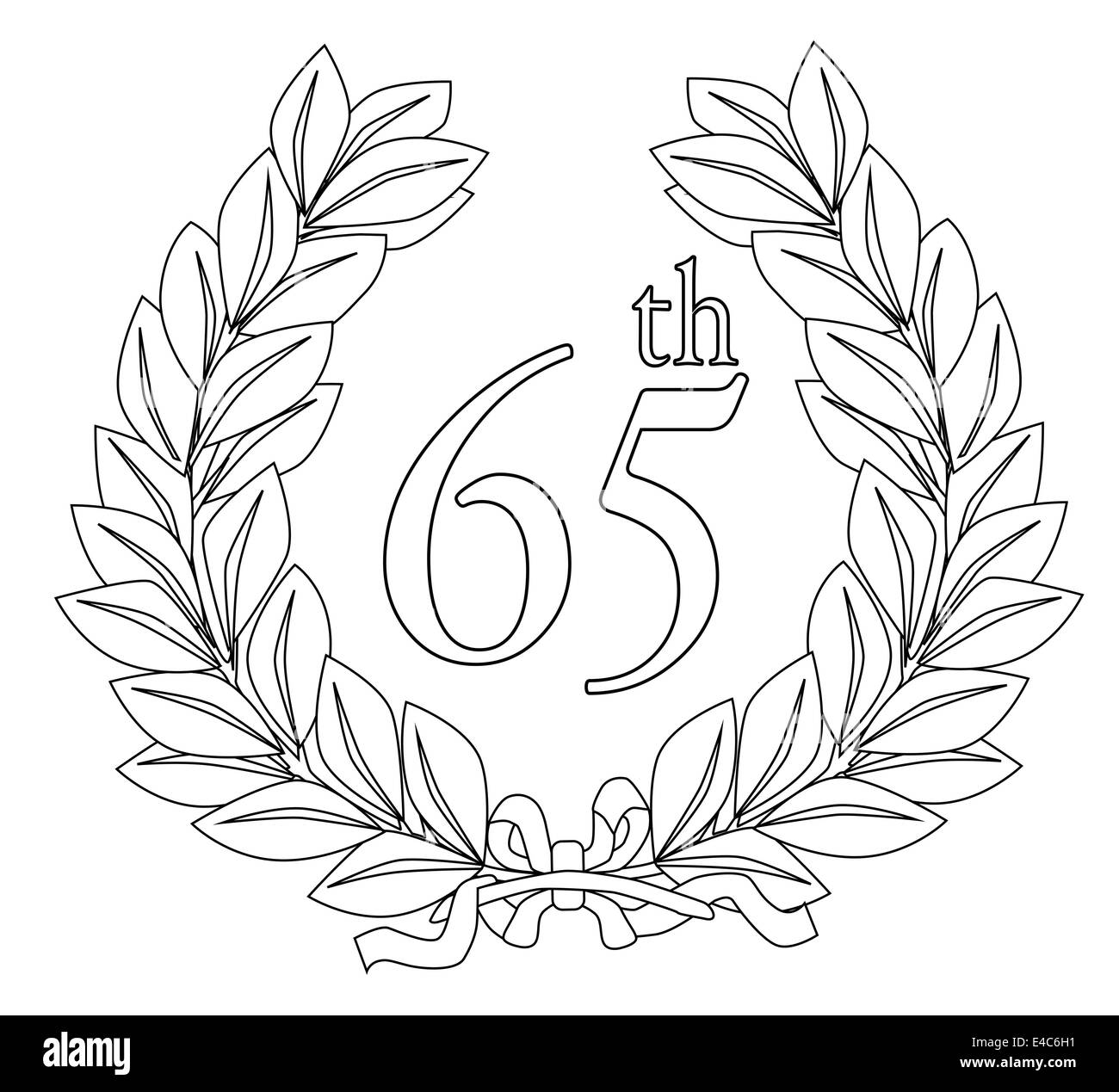 Una corona di fiori con nastro di celebrare un sessantacinquesimo evento come un compleanno Foto Stock