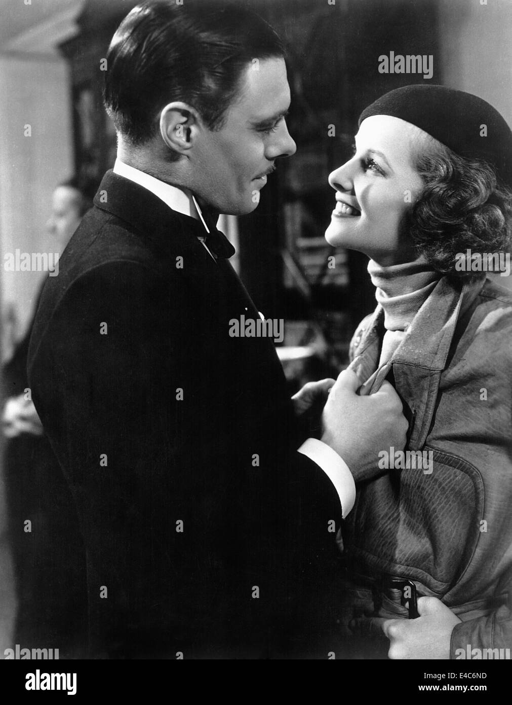 Colin Clive, Katharine Hepburn, sul set del film "Christopher Forte', 1933 Foto Stock