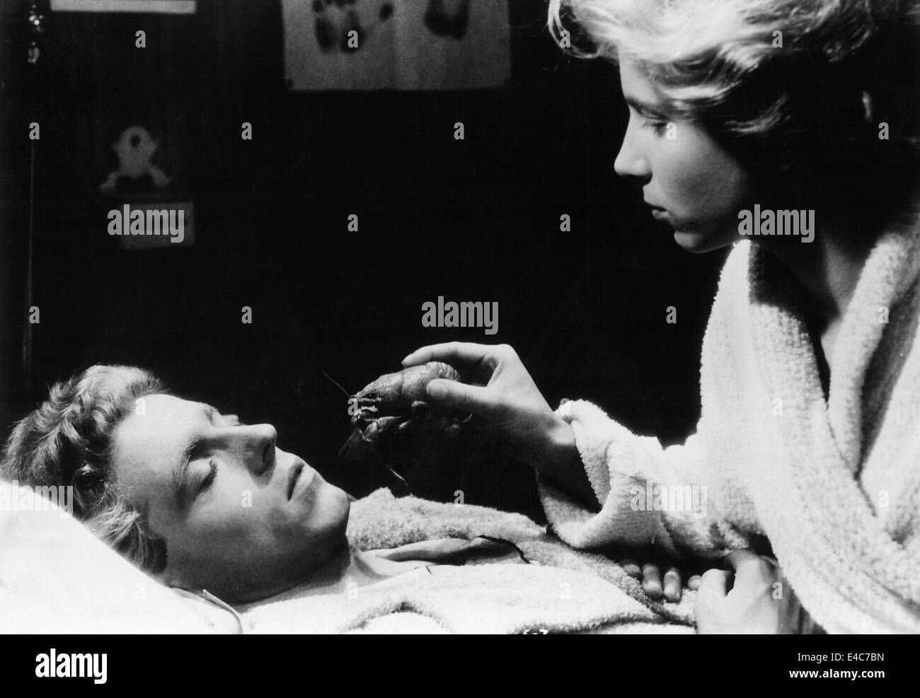 Edouard Dermithe, Nicole Stephane, sul set del film "Les Enfants Terribles", 1950 Foto Stock