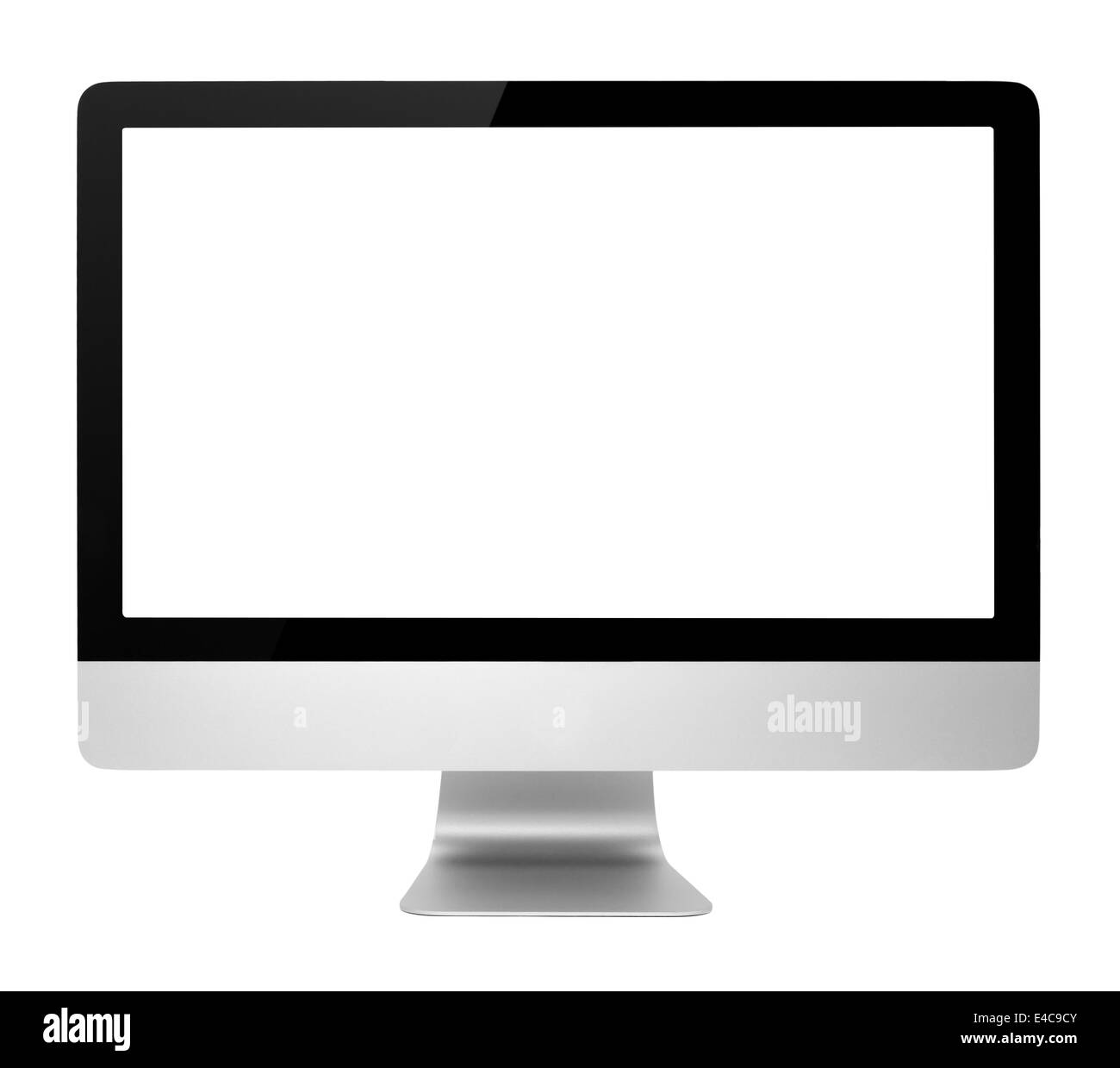 Computer con schermo bianco, isolato Foto Stock