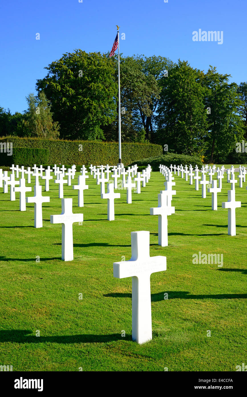 Croce Bianca marcatori Lussemburgo Cimitero e memoriale americano a Europa Foto Stock